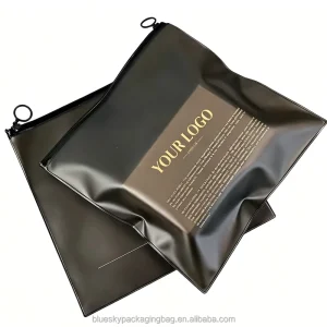 Bolsa de PVC negra personalizada con cremallera y impresión de logo, bolsa de cosméticos para trajes de baño