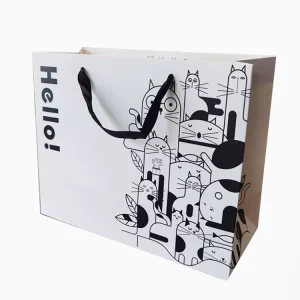 Benutzerdefinierte Graffiti-gedruckte weiße Kleider-Einkaufstaschen Geschenkverpackungsbeutel
