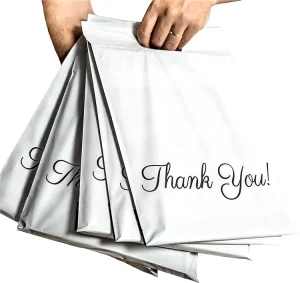 Sac d'expédition personnalisé avec poignée, sac de shopping en plastique, poly mailer en plastique avec poignée pour gros colis de vêtements