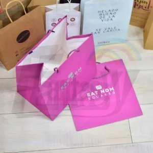 Saco de Papel de Embalagem de Roupas e Calçados Rosa, Personalizado com o Seu Próprio Logótipo