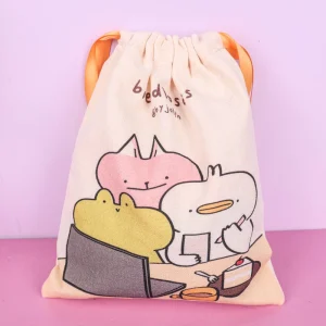 Trekkoord stofzak, op maat gemaakte trekkoordzak, cartoon trekkoordzak, op maat gemaakt logo canvas trekkoordzak