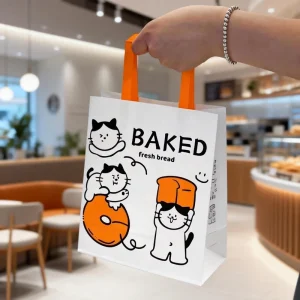 Borse in carta kraft personalizzate con logo e manico piatto per ristoranti e cibo