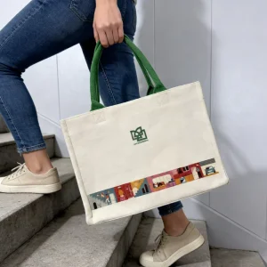 图案印花复合 EVA 帆布手提袋 环保 可回收 可重复使用 可定制徽标 户外杂货袋 绿色