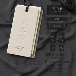 Tag Kertas Embossed Ramah Lingkungan untuk Tag Gantung Pakaian Mewah Tas Sepatu