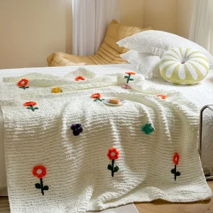 Bedding da viaggio moderno, 100% poliestere, ecologico e delicato sulla pelle, con logo personalizzato, realizzato a mano all'uncinetto