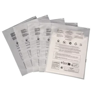 Sacos de vestuário CPE ecológicos com aviso de sufocamento, sacos de poliéster foscos com marca personalizada