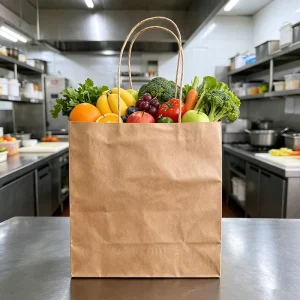 Túi giấy kraft in logo tùy chỉnh thân thiện với môi trường, bao bì quà tặng cho nhà hàng takeaway