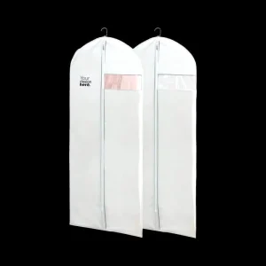 Capa de vestido de noiva dobrável económica com fechos, saco de armazenamento reciclável em não tecido para embalagem