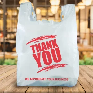 Milieu bescherming 100% afbreekbare op maat gemaakte eigen logo geprinte Guangzhou plastic boodschappentas T-shirt vestzak