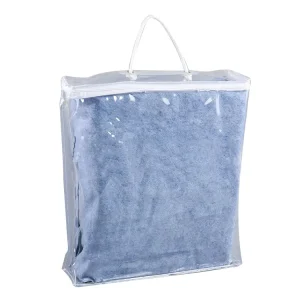 ถุงพลาสติก PVC ใสแบบนุ่มที่กำหนดเองสำหรับบรรจุผ้าห่ม พร้อมลวดเหล็ก