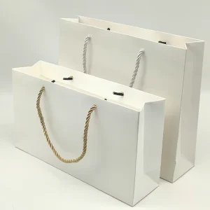 Sac cadeau en papier cartonné de luxe avec logo imprimé personnalisé, emballage de vêtements, sac de shopping avec poignée