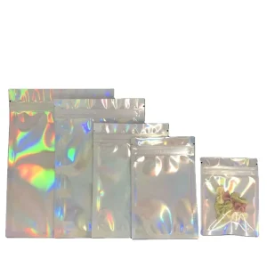 Factory Outlet One Side Transparent Cosmetic Ziplock Packaging Custom Logo Laser Resealable PET+CPP Necklaces