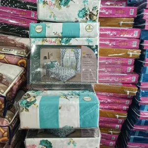 Juego de sábanas de algodón impreso de 8 piezas con cortinas a juego
