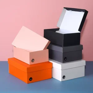 For Women Rigid Kraft Paper Shoe Organizer Box With Embossing Custom Logo For Boxing Shoes