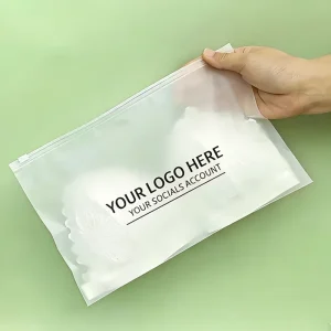 Borsa con zip opaca per abbigliamento, lingerie e intimo, riutilizzabile, con logo personalizzato