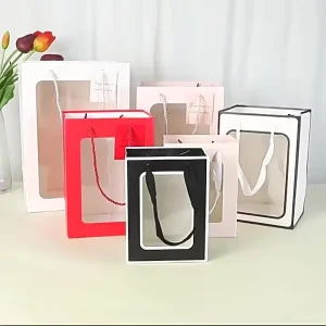 Borsa di Carta Regalo Nera e Bianca per Abiti, Borsa di Carta Regalo Rosa con il Tuo Logo per Piccole Imprese