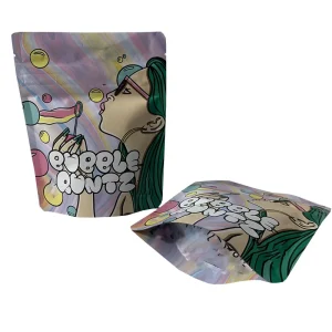 그라비어 인쇄 스탠드 업 파우치 지퍼백 재활용 알루미늄 호일 재밀봉 식품 밀크 젤리 마일러 백 3.5g 14g 맞춤형