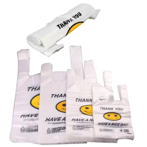 HDPE टी-शर्ट प्लास्टिक बैग सिंगलेट बैग मेड इन चाइना क्लियर हाई क्वालिटी पॉली बैग्स विथ हैंडल्स