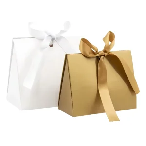 Handgefertigte weiße Pappe Geschenkverpackung mit benutzerdefiniertem Logo klein mit Band und Magnetverschluss für Papiergeschenke