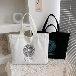 Hochwertige Premium Damen große Tote-Tasche, minimalistisches Canvas-Design, offener Reißverschluss, wiederverwendbar, Baumwolle