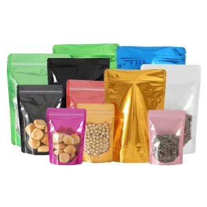 Sac d'emballage alimentaire de haute qualité, sachet à soufflet en plastique laminé avec fenêtre, résistant à l'humidité pour aliments et collations