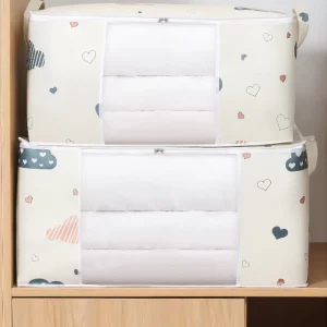 Borsa per stoccaggio pieghevole ecologica di grande capacità in tessuto non tessuto, borsa per biancheria con cerniera a forma di cartone carino