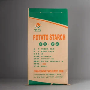 Sac en papier kraft laminé PP tissé 25 kg pour emballage de farine en matériau de qualité alimentaire