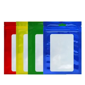 Sac à fermeture éclair en film d'aluminium 3.5 polyester personnalisé avec logo, réutilisable et anti-odeur, avec fenêtre transparente