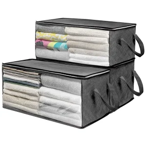 Bolsa de almacenamiento de edredón plegable con ventana transparente de gran capacidad, organizador para baño, ropa de cama, mantas