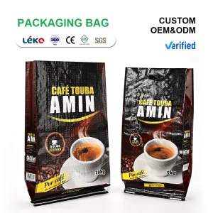 ถุงกาแฟความจุขนาดใหญ่ พลาสติกหูจับ พิมพ์ลายกำหนดเอง บรรจุสำหรับเมล็ดกาแฟ 5 กก. 10 กก.