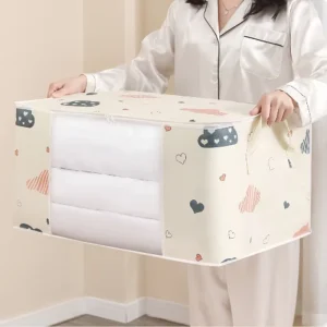 Grote capaciteit milieuvriendelijke opvouwbare stalen versterkte non-woven stof opbergzak voor beddengoed en kleding met rits