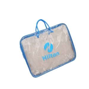 Bolsa de almacenamiento de edredón de PVC transparente, impermeable, con cremallera, para ropa de cama, manta, almohada, serigrafía