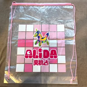 Kantong Tarik Plastik Besar dengan Logo Cetak Kustom, Kantong Bening untuk Kemasan Hadiah, Kantong Poli untuk Pakaian