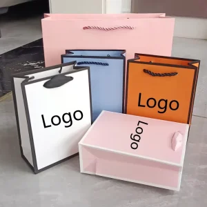 Borse di imballaggio al dettaglio con logo stampato e manico per gioielli e cosmetici