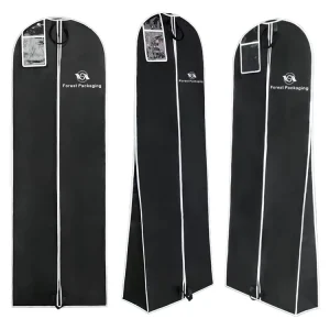 Saco de vestuário não tecido com logótipo personalizado para vestido de noiva com bolso em PVC