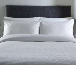 Langstapelige Katoen Witte Circulaire Jacquard Hotel Beddengoed Lakens T250