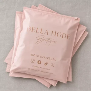Sacos de Embalagem de Hoodie Impressos com Baixo MOQ e Efeito de Janela Transparente para Vendedores de Vestuário no Marketplace