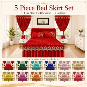 Juego de Funda de Cama de Lujo de 5 Piezas con Cortinas a Juego, Tamaño King, Juego de Ropa de Cama para el Mercado de EE. UU. y Canadá