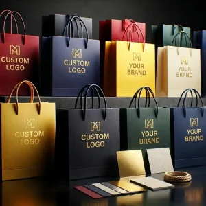 Borse Regalo in Carta Personalizzate di Lusso con Logo per Imballaggio Abbigliamento, Borse Shopping Stampate con Manici, il Tuo Logo