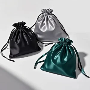 Saco de Cordão de Seda Satin Personalizado de Luxo, Embalagem de Cap, Saco de Sapato e Chapéu para Armazenamento de Presentes com Saco de Poeira