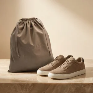 Saco de Presente Castanho Luxuoso e Durável com Logótipo Personalizado, Saco Espesso com Cordão para Roupas em Veludo Suede para Sapatos