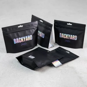 Fabricante de bolsas holográficas de Mylar de grado alimenticio PET VMPET PE, bolsa de bocadillos resellable, bolsas con cierre tipo zip holográficas