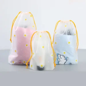 Borsa in EVA CPE con cordino per imballaggio di abbigliamento, intimo, giocattoli, calze, abiti