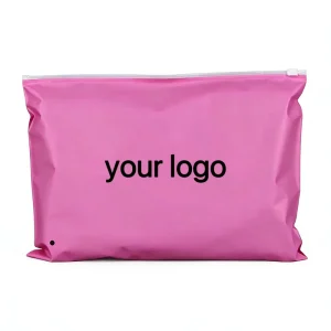 Borse per abbigliamento biodegradabili rosa opaco, sacchetti ziplock a prova di polvere e umidità per felpe, vestiti e pellicce