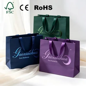 Túi giấy đóng gói quà tặng trang sức, Túi mua sắm bằng bìa cứng dày với lớp phủ UV mờ