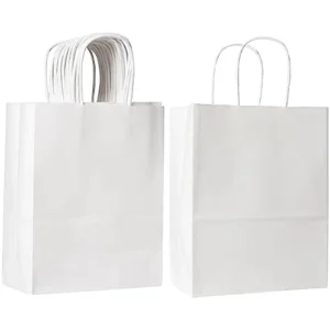 중형 21x11x27cm 화이트 DIY 크래프트 종이 가방 로프 손잡이 포함 드레스용