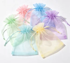 Sacs à cordon en PVC multicolores pour emballage cadeau, sachets pour bijoux de mariage, bonbons, emballage textile, 100 pièces