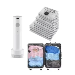 Bolsa de almacenamiento comprimida al vacío N plegable PA+PE para viajes con bomba, organizador de equipaje y ropa de cama