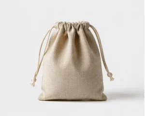 Borsa in lino naturale con cordoncino per imballaggio di gioielli e prodotti fatti a mano