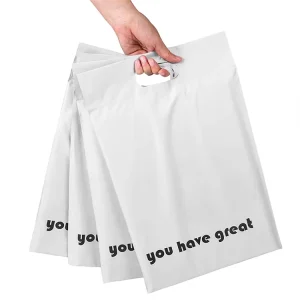 Nouveau style Sac d'expédition en plastique jaune personnalisé avec poignée portable pour vêtements